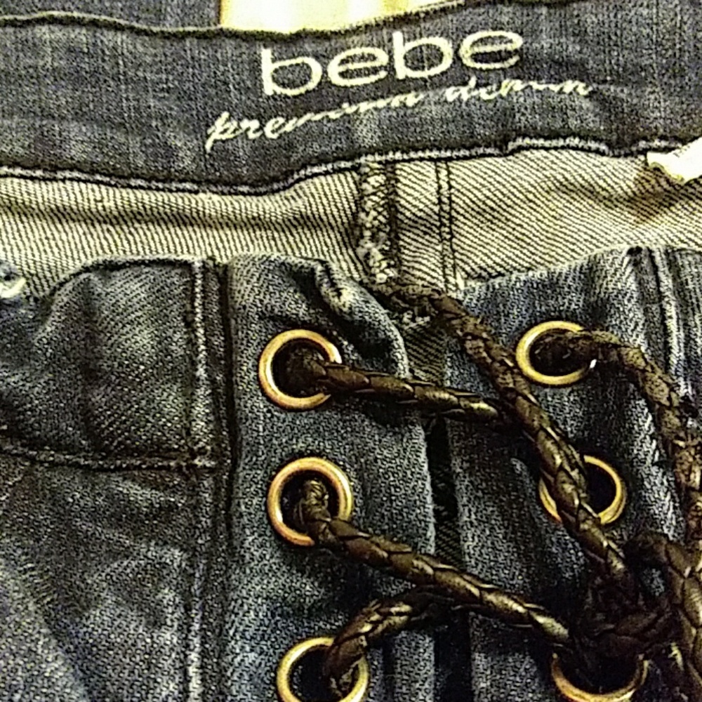 BeBe Womens Leather tie up jeans
